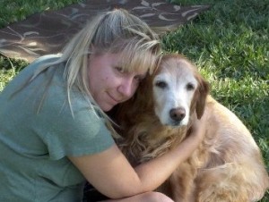 volunteer with senior golden