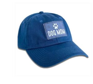 Blue "dog mom" baseball cap.
