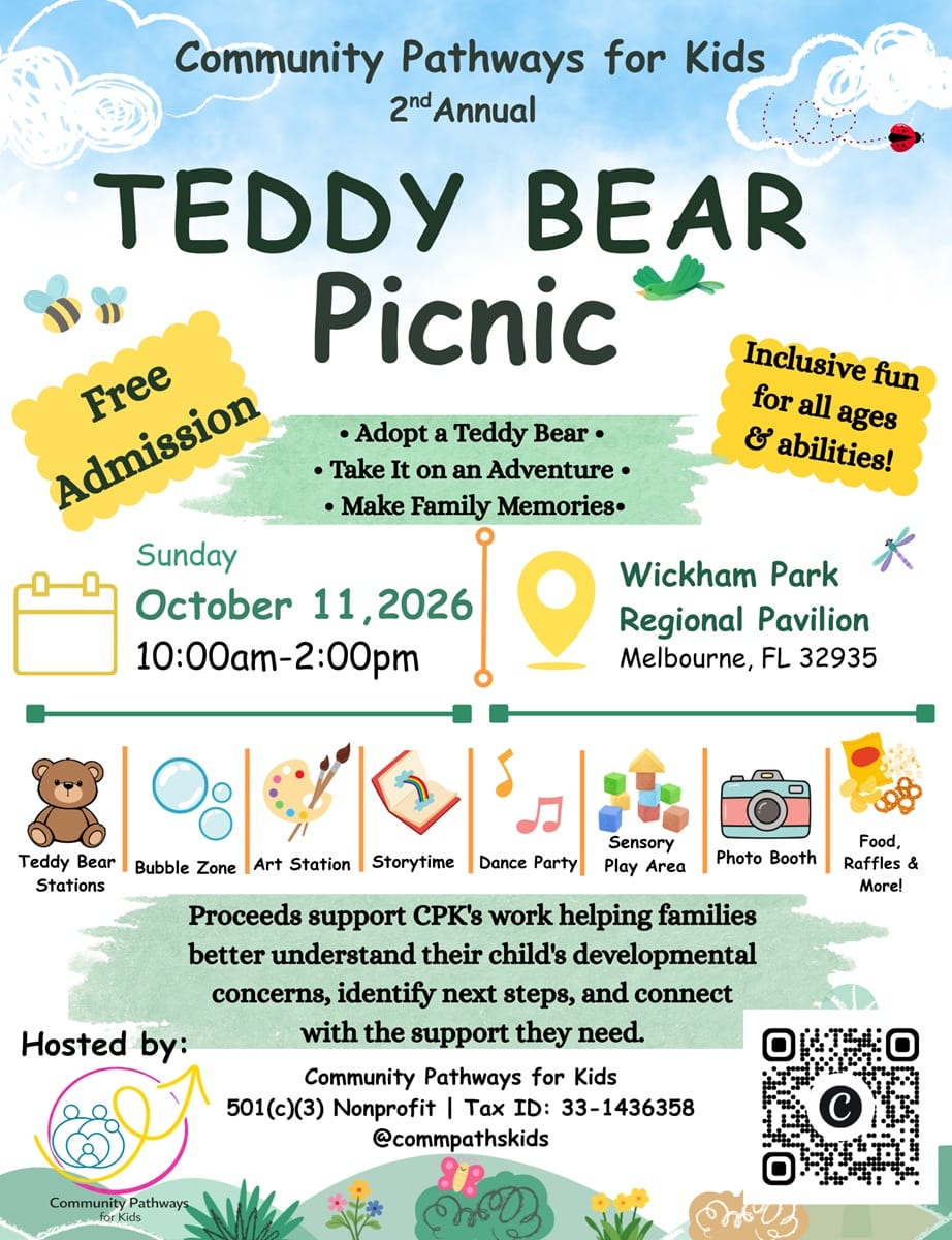 A flyer for the 2nd annual Teddy Bear Picnic in Wickham Park.